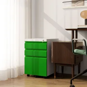 3 Drawer File Cabinet, Lockable Metal Filling Cabinet, Green