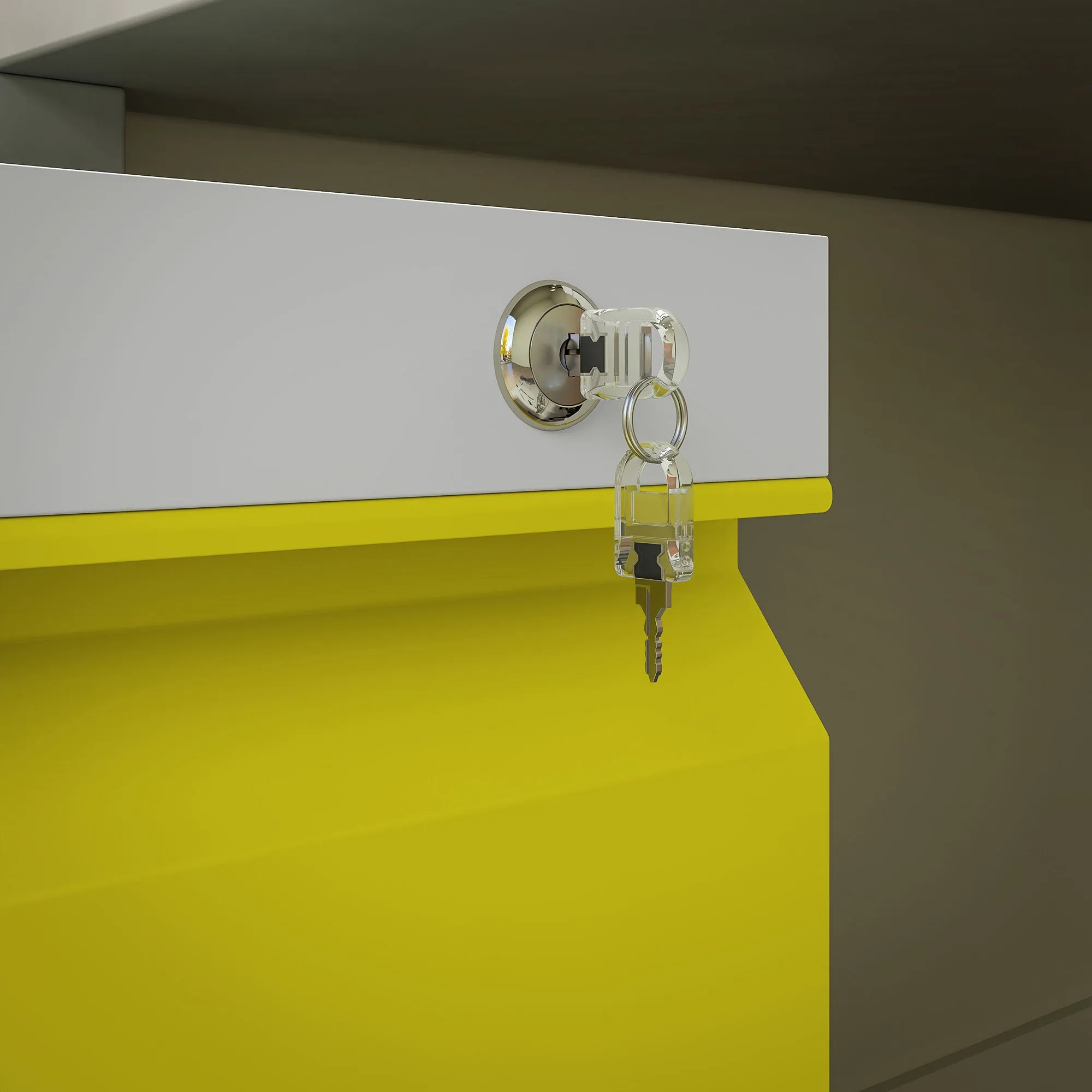 3 Drawer File Cabinet, Lockable Metal Filling Cabinet, Yellow