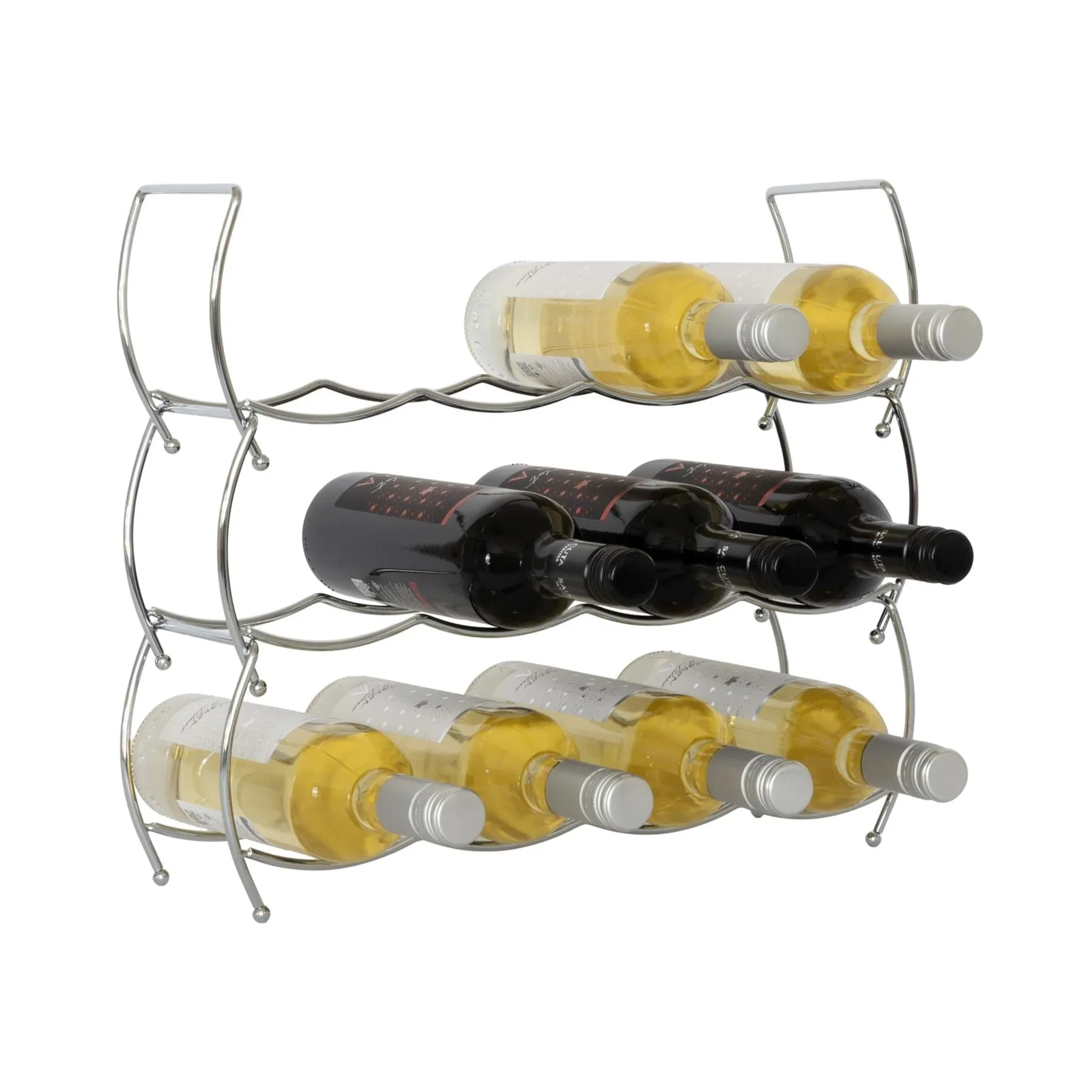 3 Tier Stackable Chrome Wine Storage Display Rack Holder Up To 12 Bottles