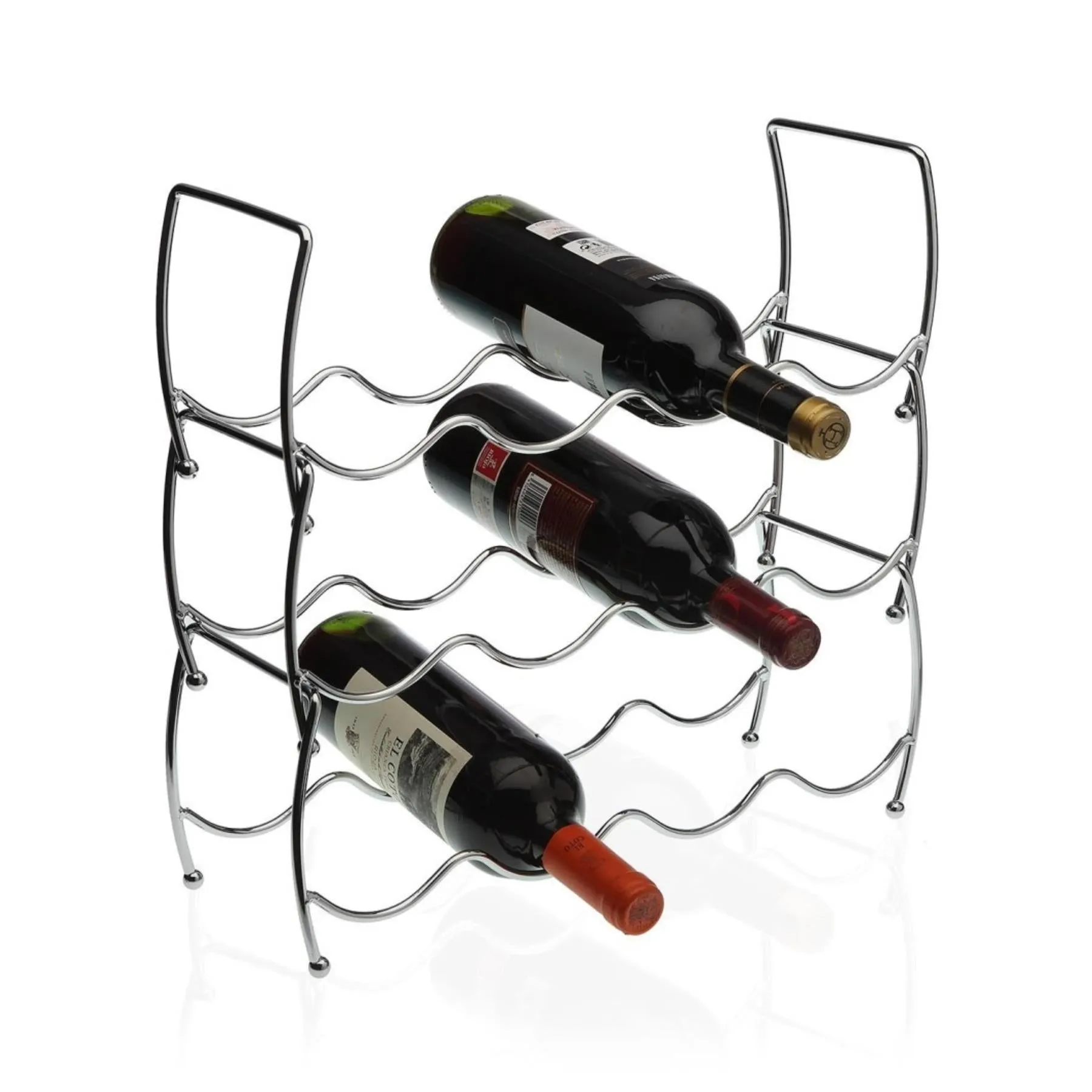 3 Tier Stackable Chrome Wine Storage Display Rack Holder Up To 12 Bottles