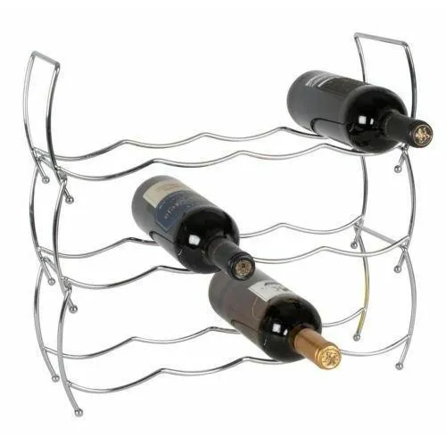 3 Tier Stackable Chrome Wine Storage Display Rack Holder Up To 12 Bottles