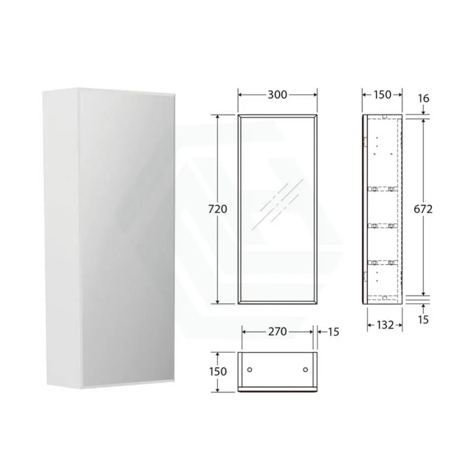 300mm Wall Hung MDF Shaving Cabinet White Bevel Mirror for Bathroom