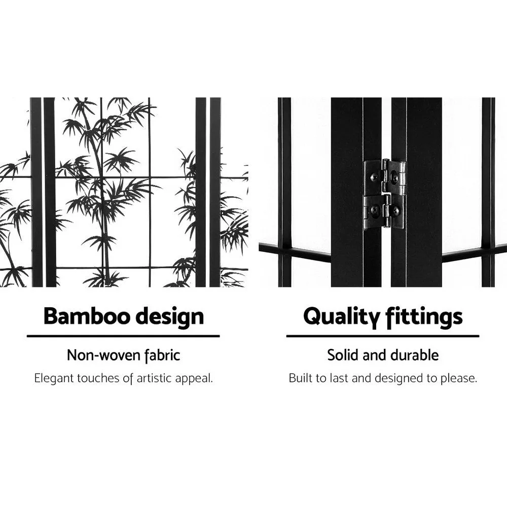 4 Panel Room Divider Screen 174x179cm Bamboo - Black & White