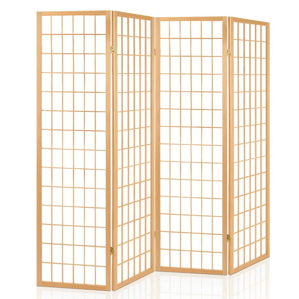 4 Panel Room Divider Screen 174x179cm - Natural