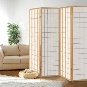 4 Panel Room Divider Screen 174x179cm - Natural