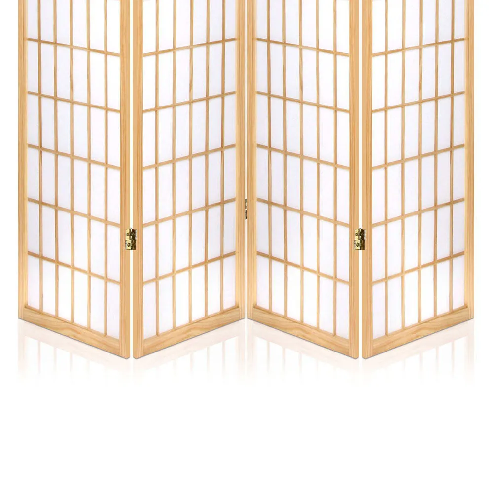 4 Panel Room Divider Screen 174x179cm - Natural