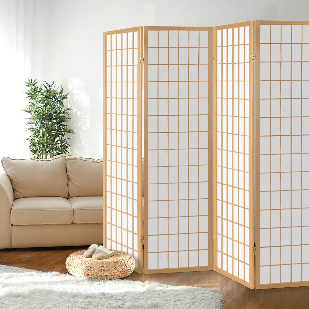 4 Panel Room Divider Screen 174x179cm - Natural