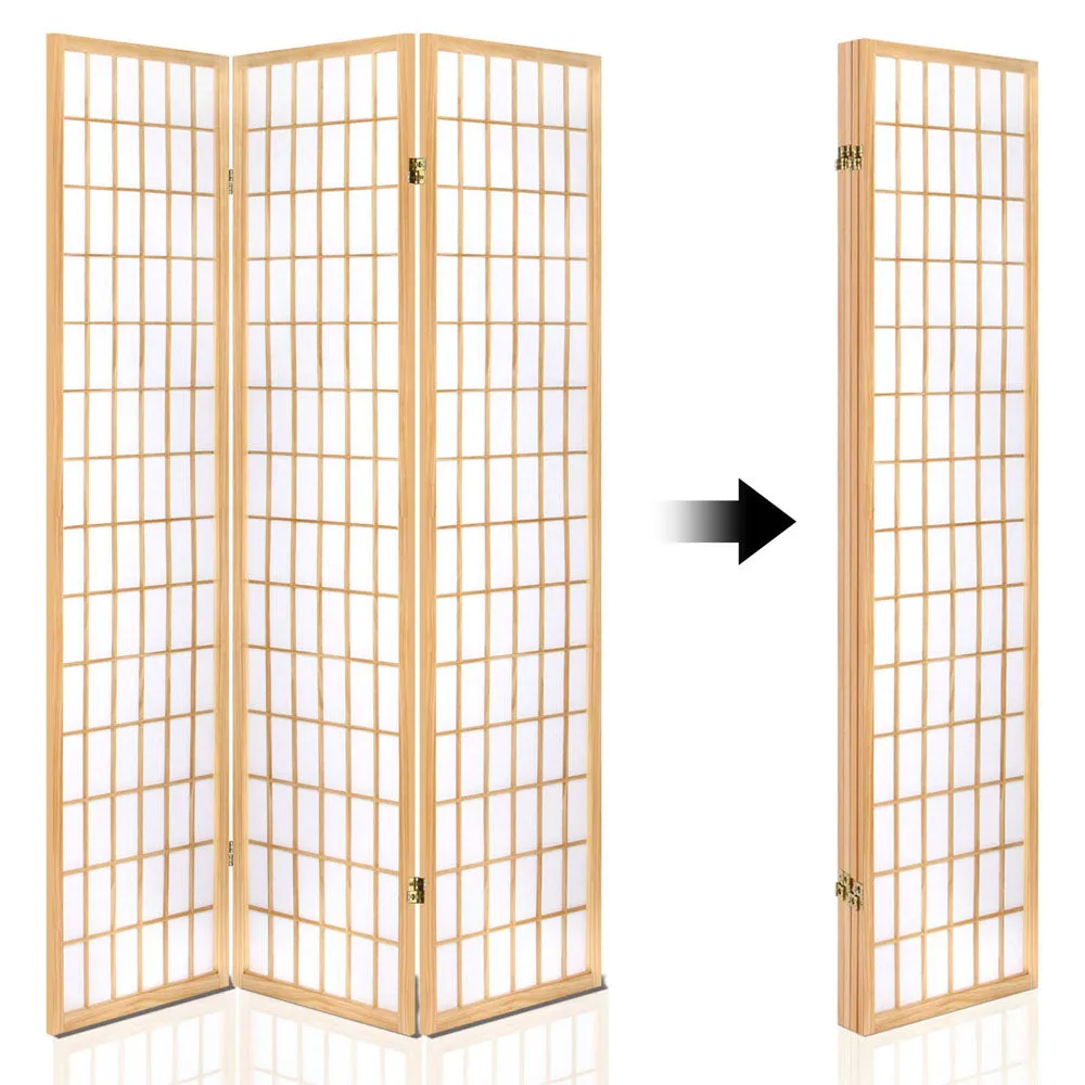 4 Panel Room Divider Screen 174x179cm - Natural