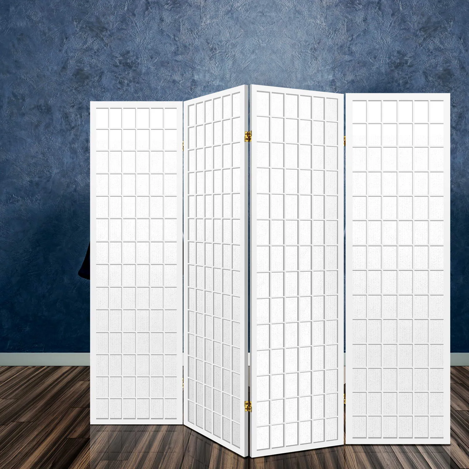 4 Panel Room Divider Screen 174x179cm - White