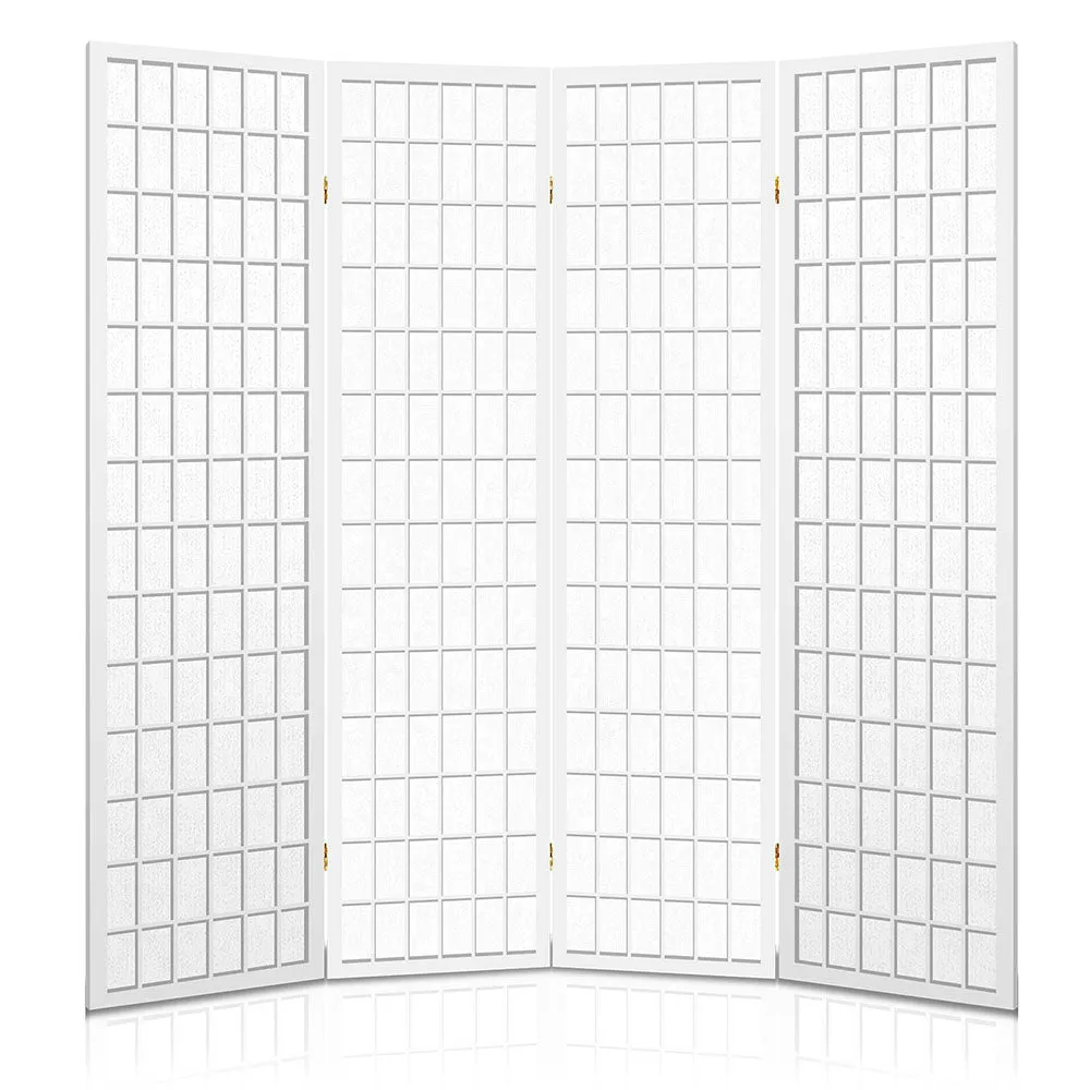 4 Panel Room Divider Screen 174x179cm - White