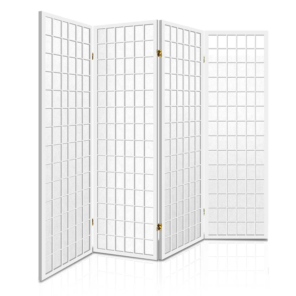 4 Panel Room Divider Screen 174x179cm - White