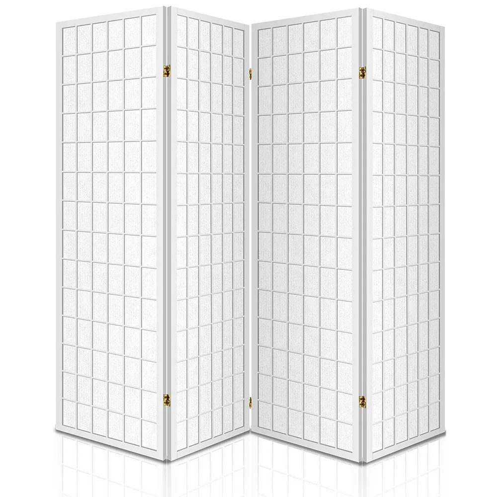 4 Panel Room Divider Screen 174x179cm - White