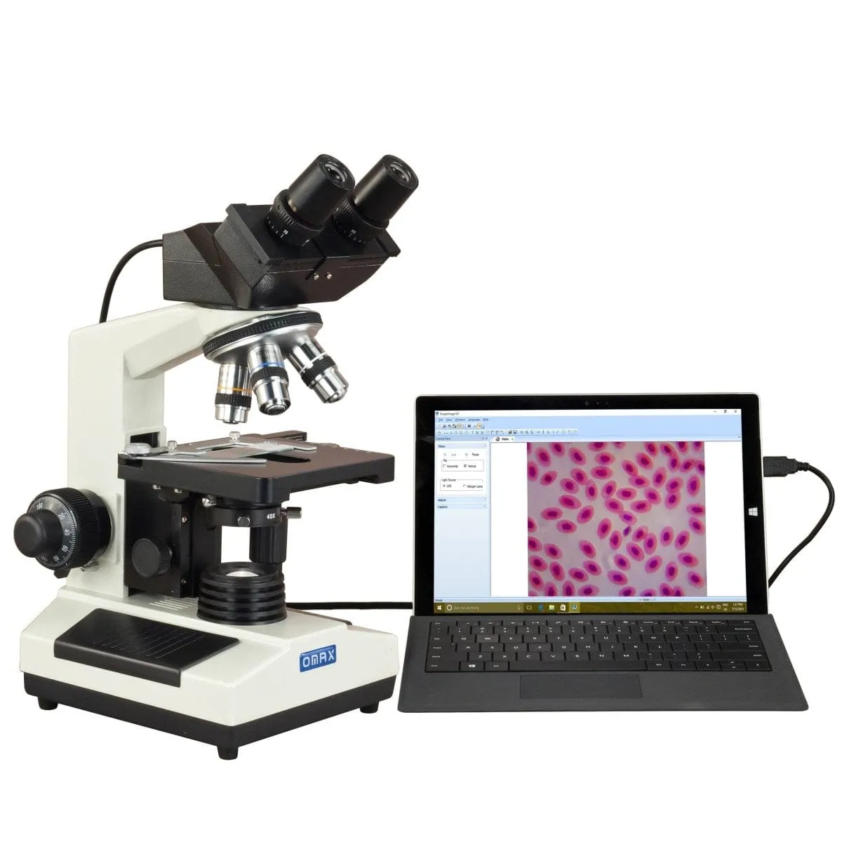 40X-2000X 3MP Digital Integrated Microscope with Halogen Illumination   3-lens Phase-contrast Kit