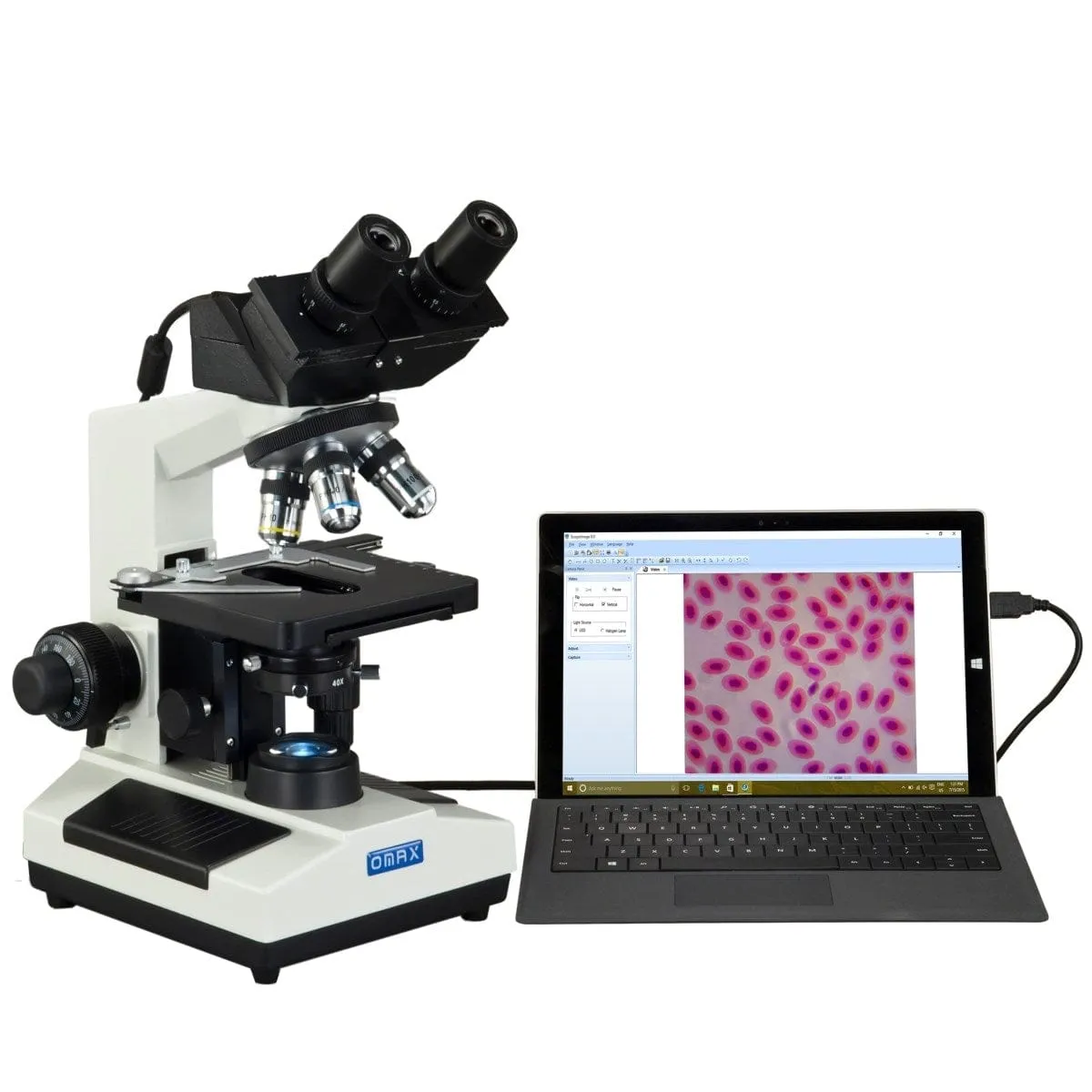 40X-2000X 3MP Digital Integrated Microscope with LED Illumination   3-lens Phase-contrast Kit