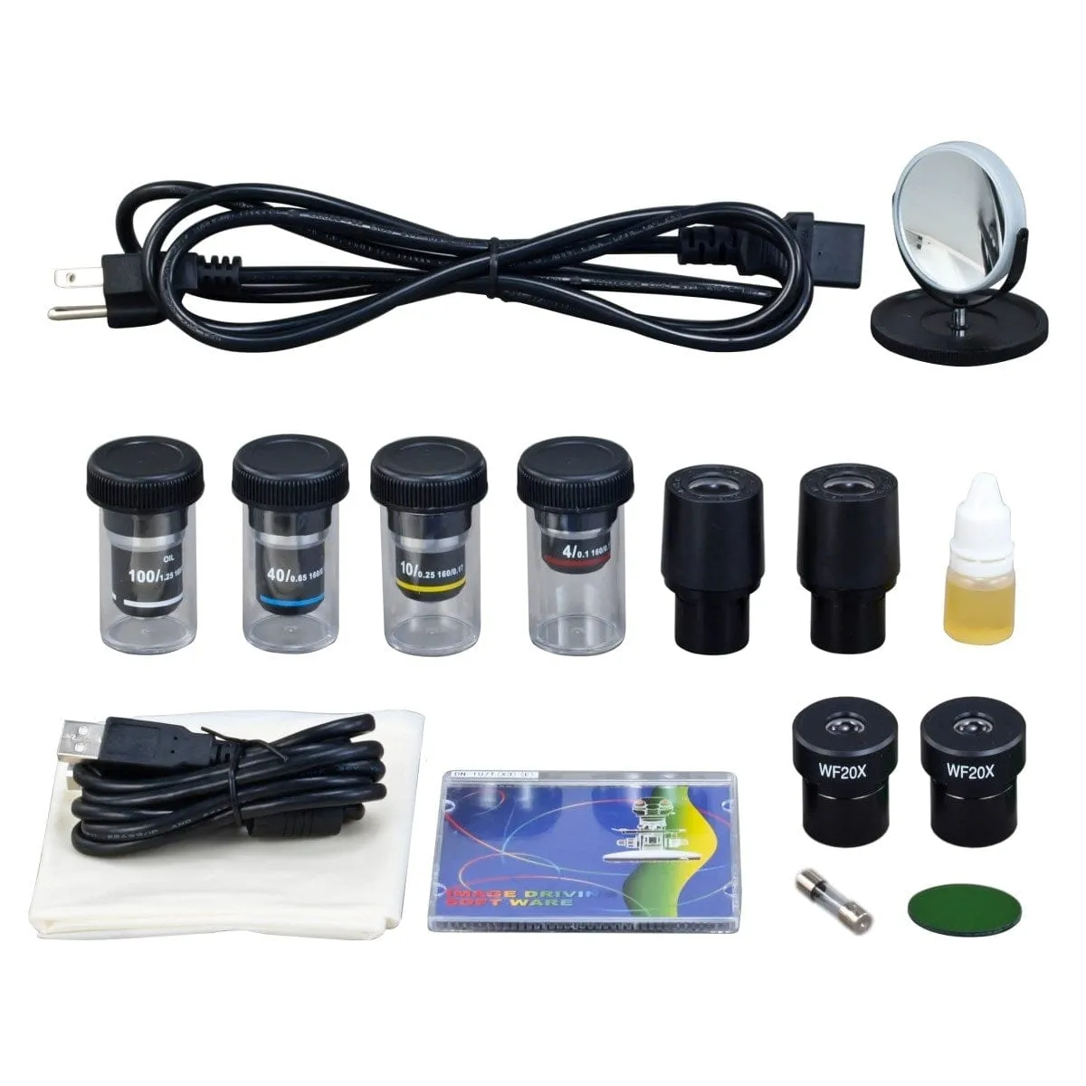 40X-2000X 3MP Digital Integrated Microscope with LED Illumination   3-lens Phase-contrast Kit