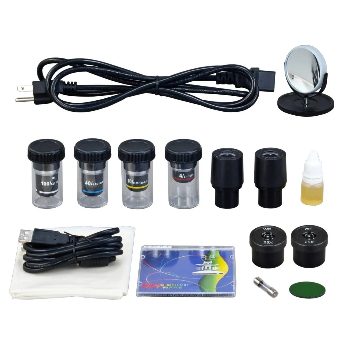 40X-2500X 3MP Digital Integrated Microscope with LED Illumination   3-lens Phase-contrast Kit