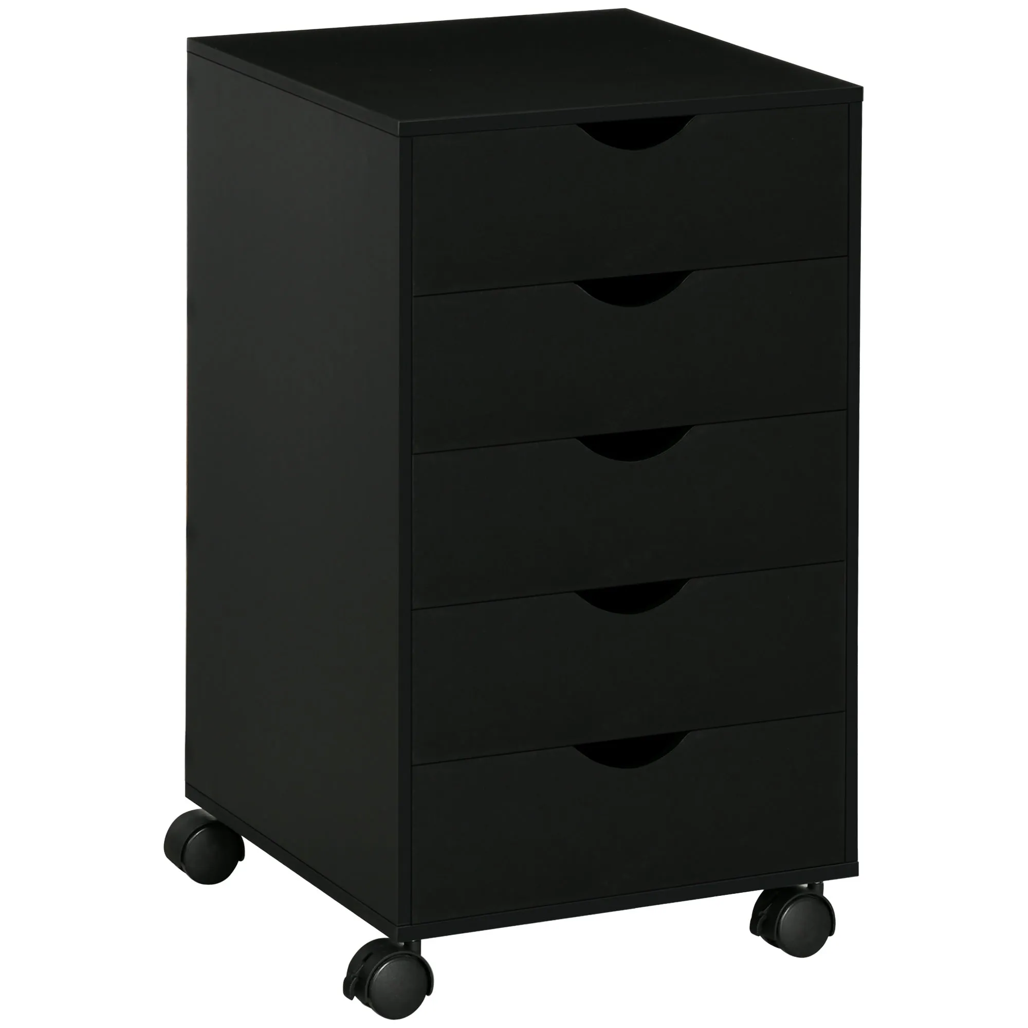 5 Drawer Mobile Filing Cabinet, Vertical File Cabinet, Modern Rolling Printer Stand for Home Office, Black