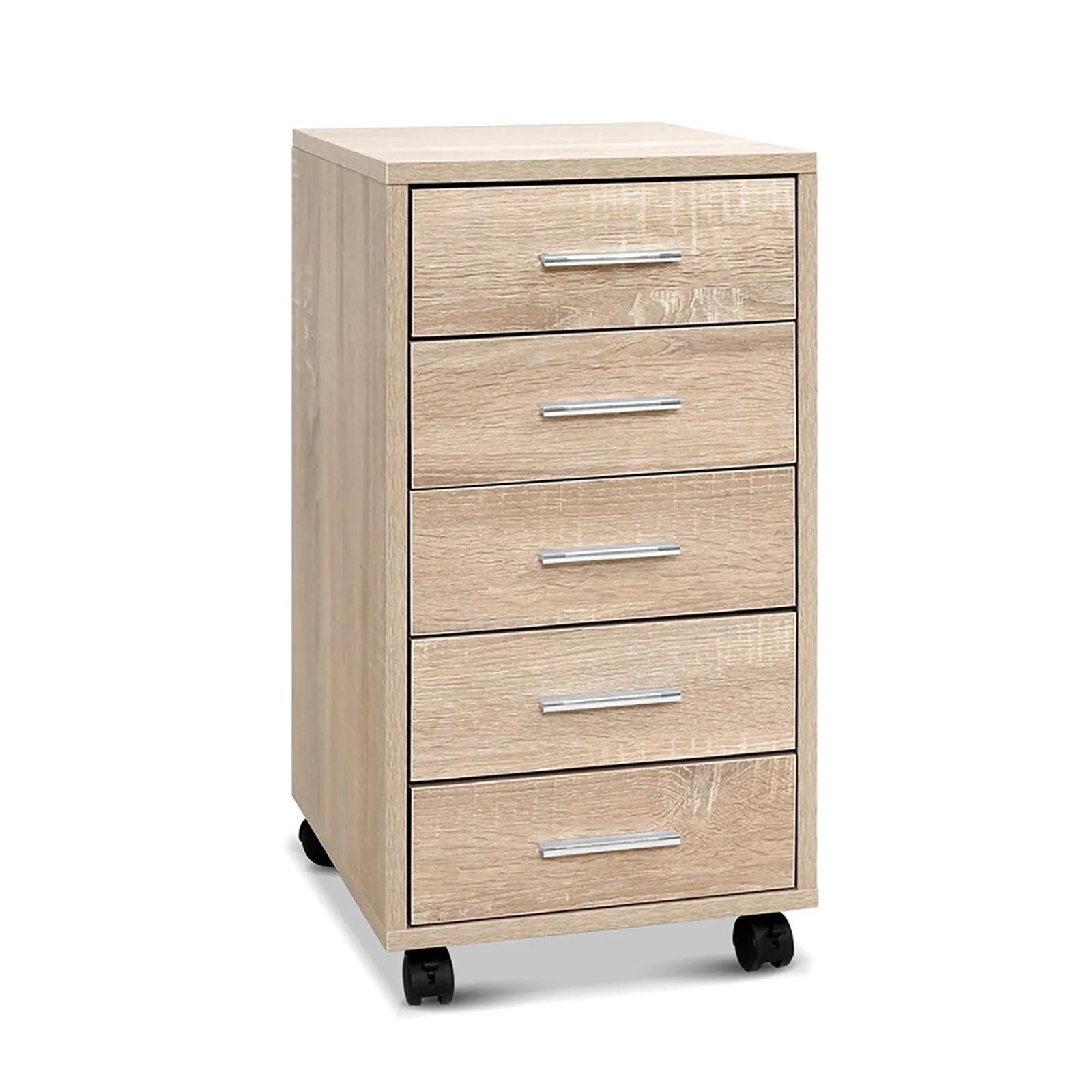 5 Drawer Mobile Filing Cabinet, Wood, Anti-Rust, Artiss