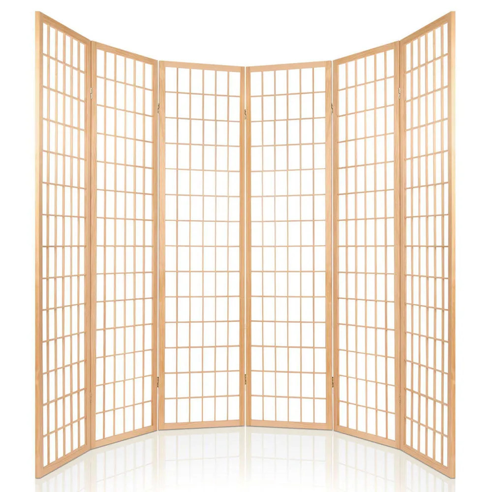 6 Panel Solid Pine Room Divider, Non-Woven – Artiss