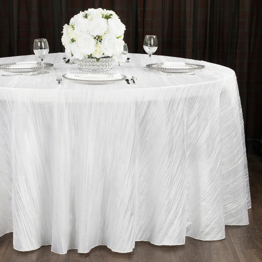 Accordion Crinkle Taffeta 132" Round Tablecloth - White