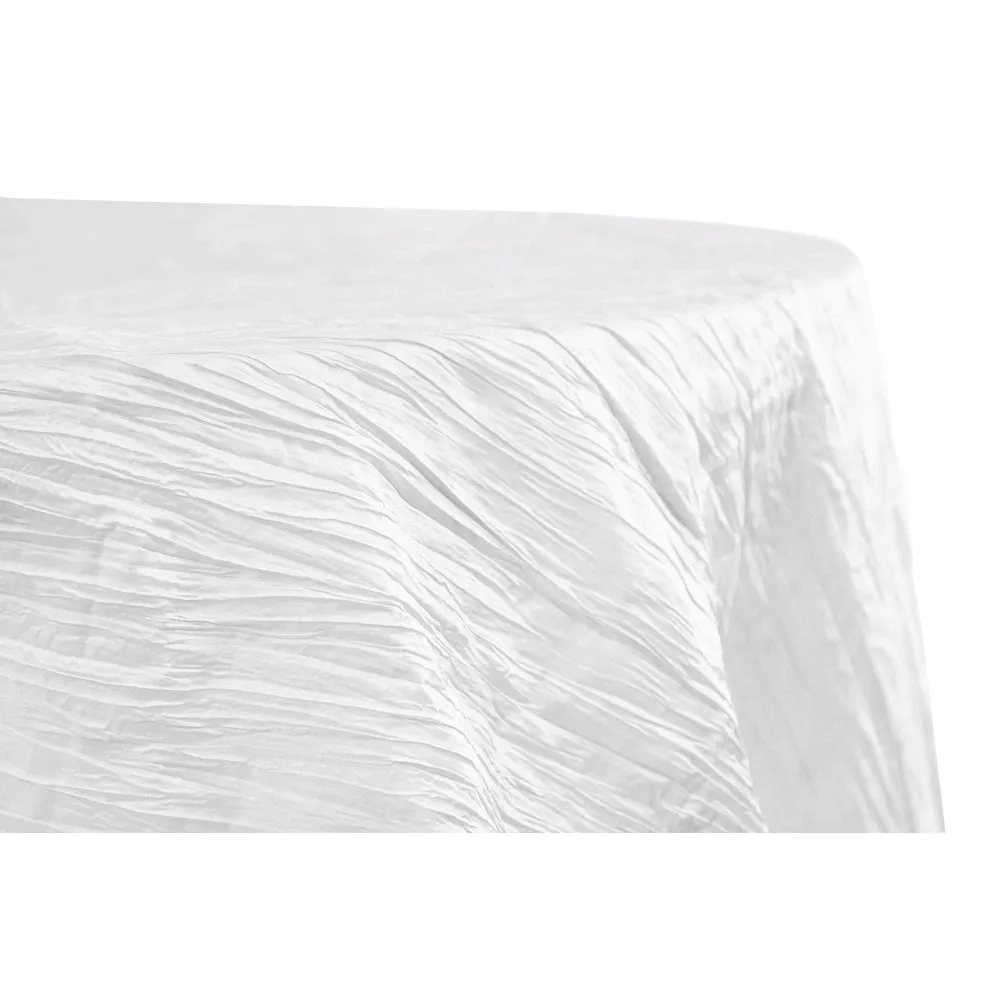 Accordion Crinkle Taffeta 132" Round Tablecloth - White