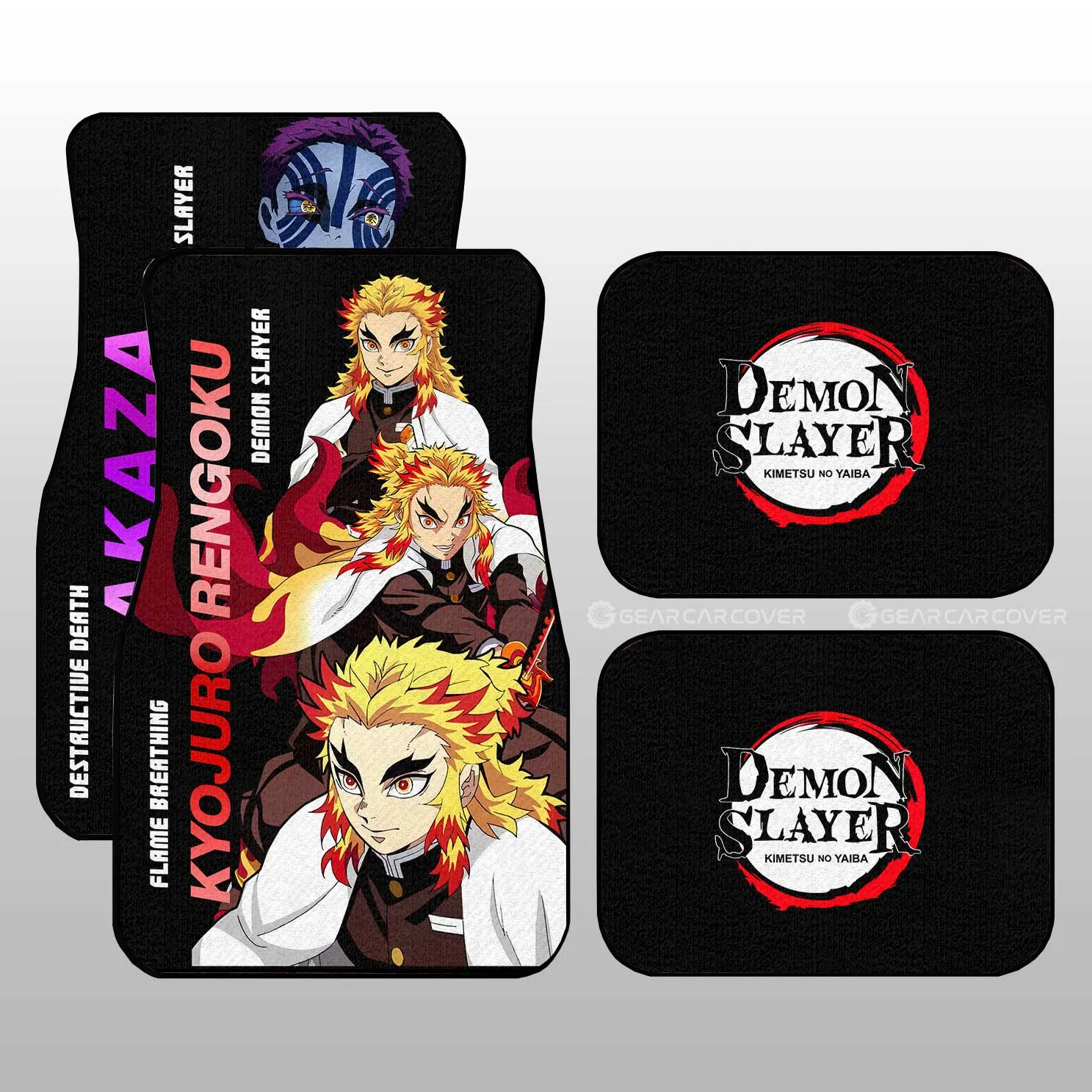 Akaza And Rengoku Car Floor Mats Custom Demon Slayer Anime