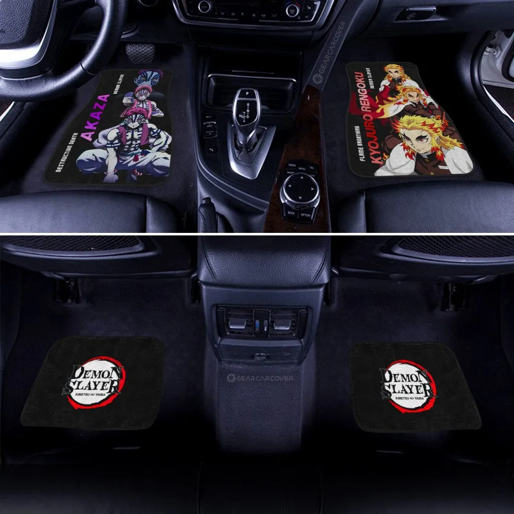 Akaza And Rengoku Car Floor Mats Custom Demon Slayer Anime