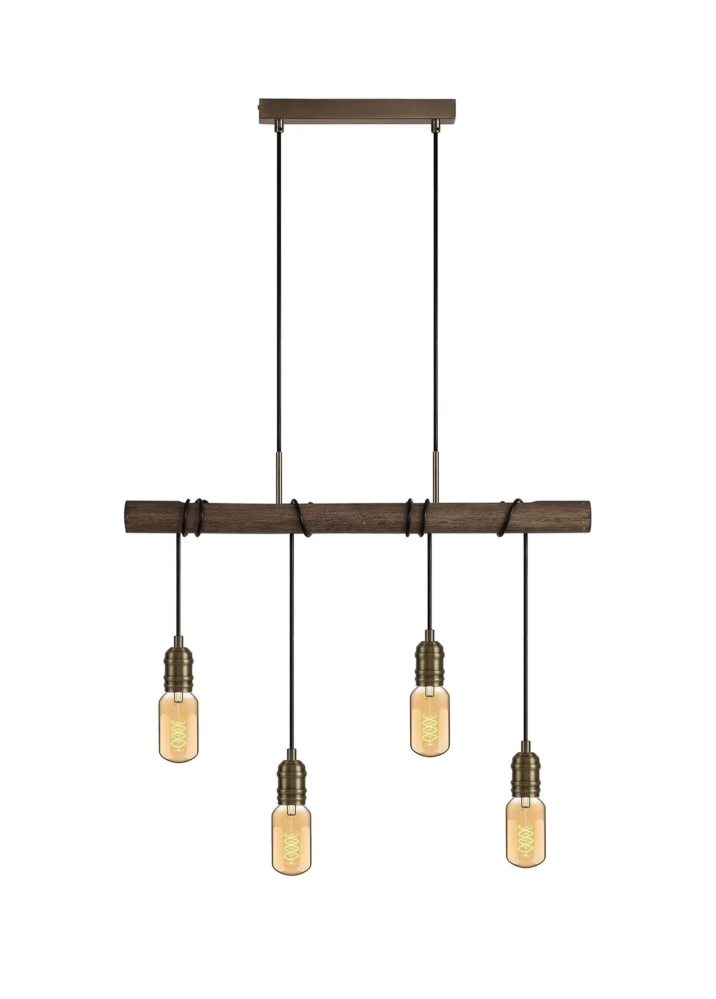 Ambover Kitchen Table/Island Ceiling Light, 3/4/6Lt x E27, Medium Oak & Antique Brass, IP20