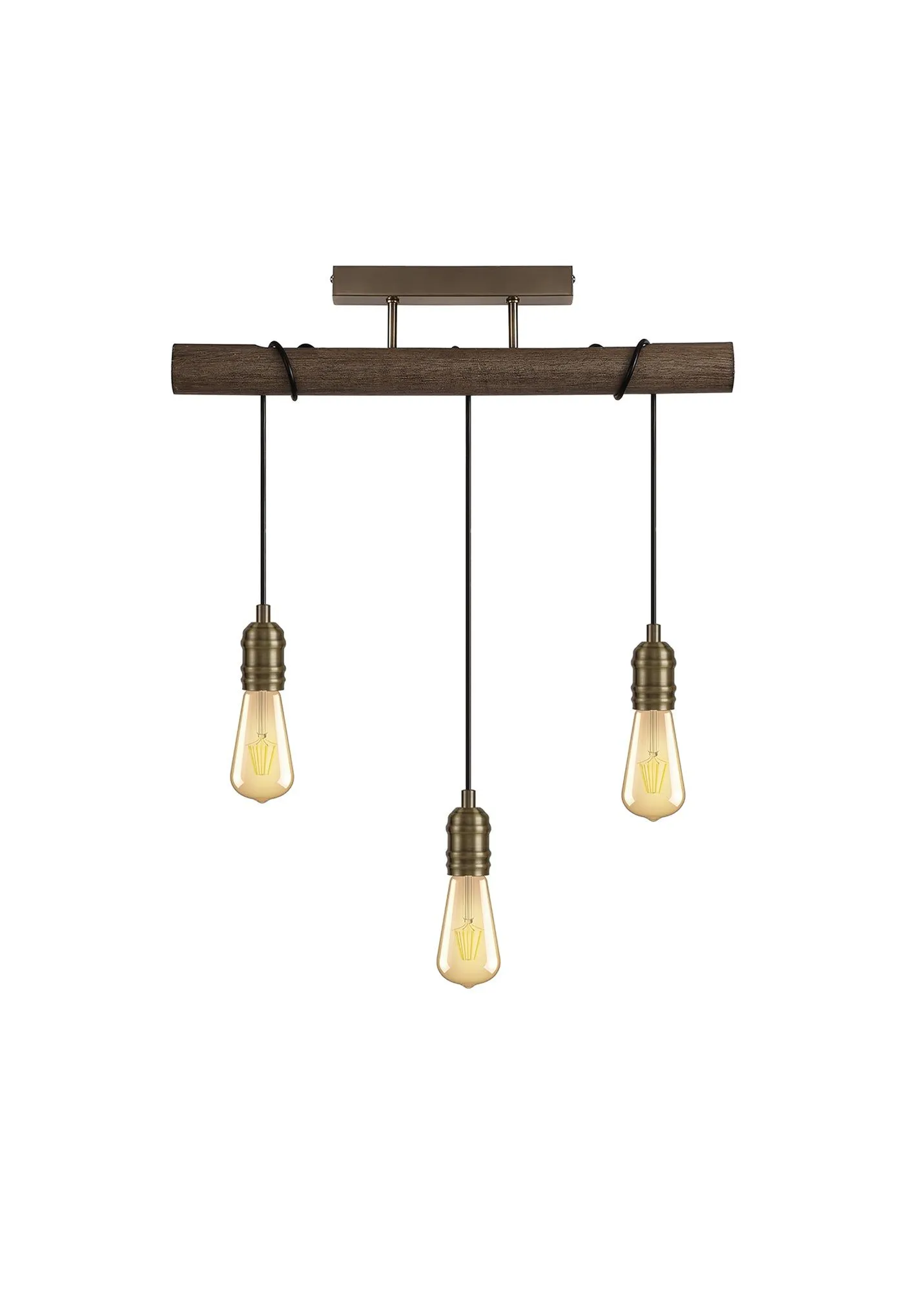 Ambover Kitchen Table/Island Ceiling Light, 3/4/6Lt x E27, Medium Oak & Antique Brass, IP20