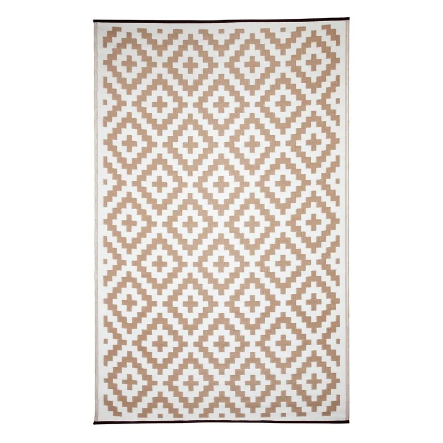 Aztec Beige and White Outdoor Rug