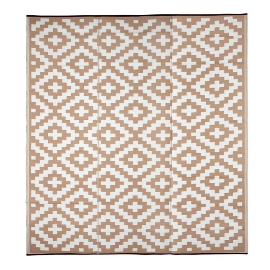 Aztec Beige and White Outdoor Rug