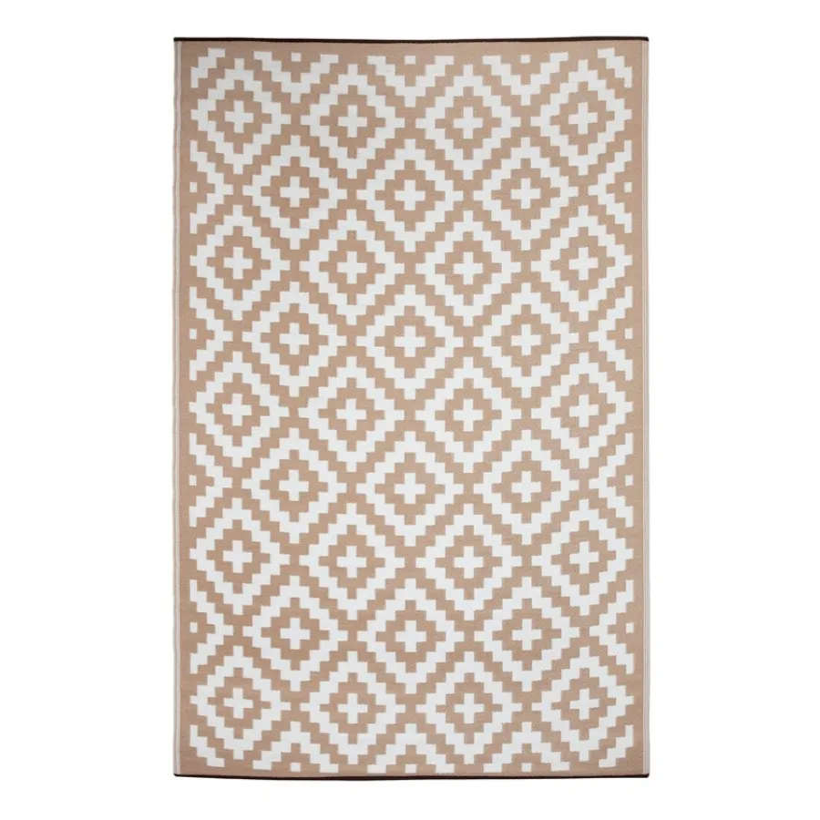 Aztec Beige and White Outdoor Rug