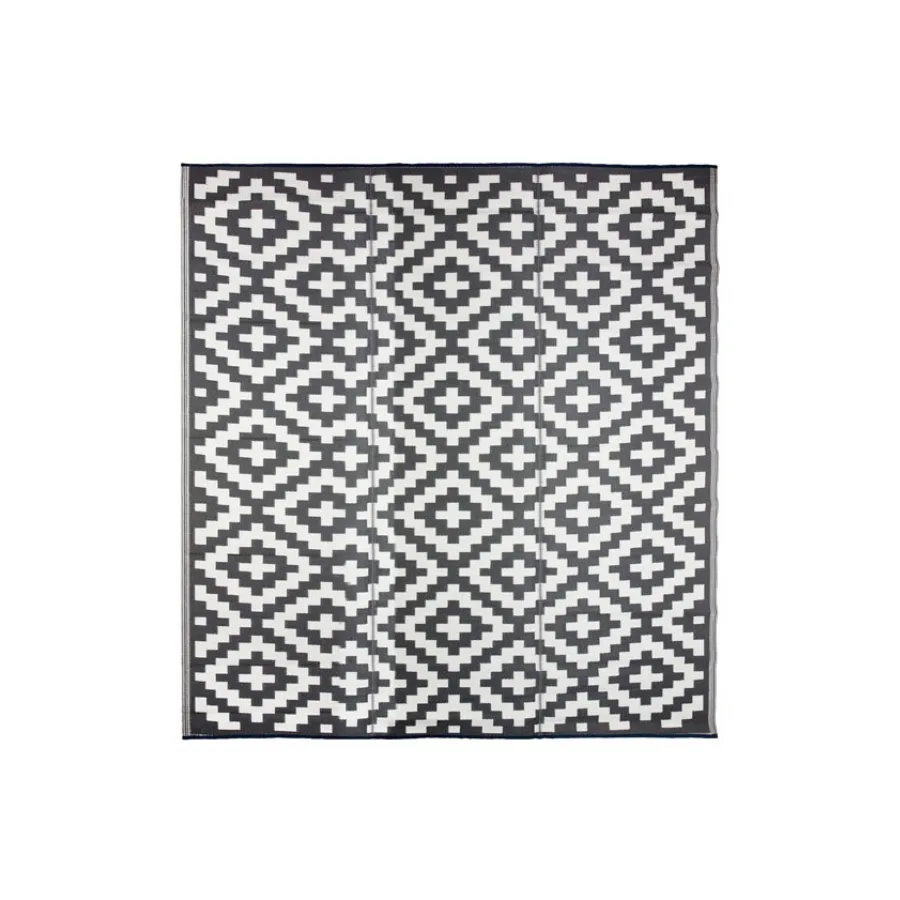 Aztec Grey & White Square Diamond Pattern Foldable Waterproof Large Camping Mat - 270x270 CM