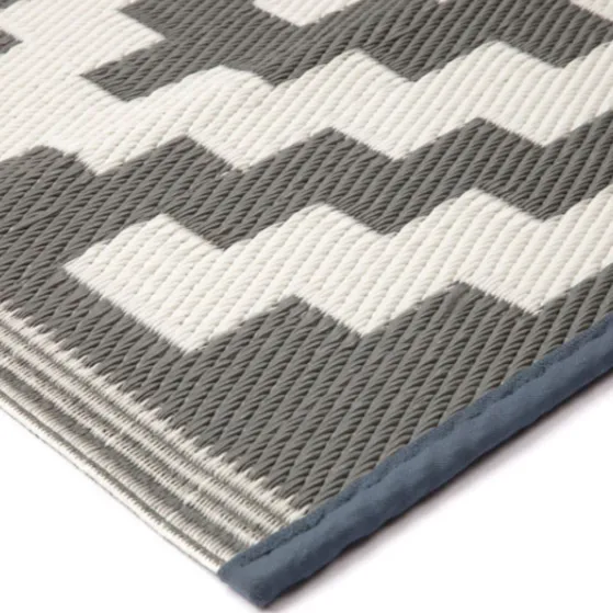 Aztec Grey & White Square Diamond Pattern Foldable Waterproof Large Camping Mat - 270x270 CM