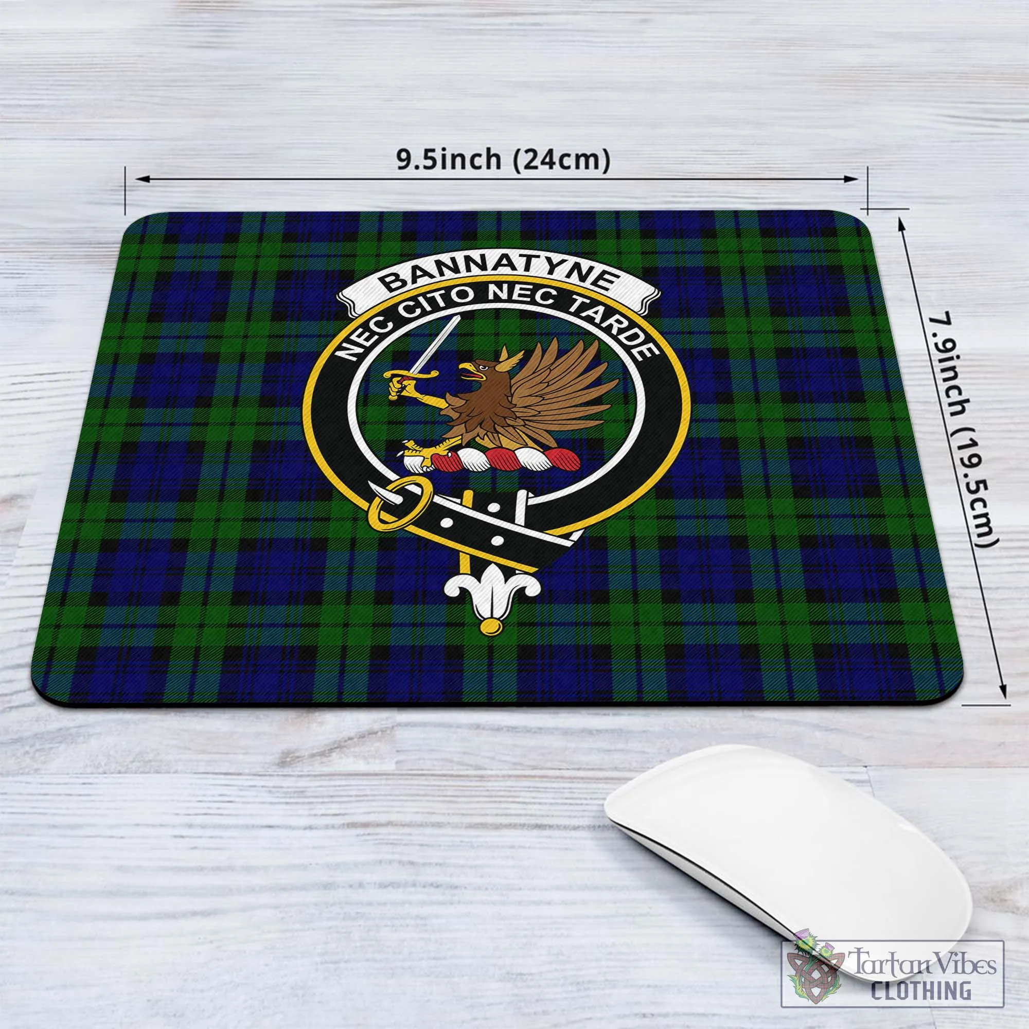 Bannatyne Tartan Mouse Pad with Family Crest