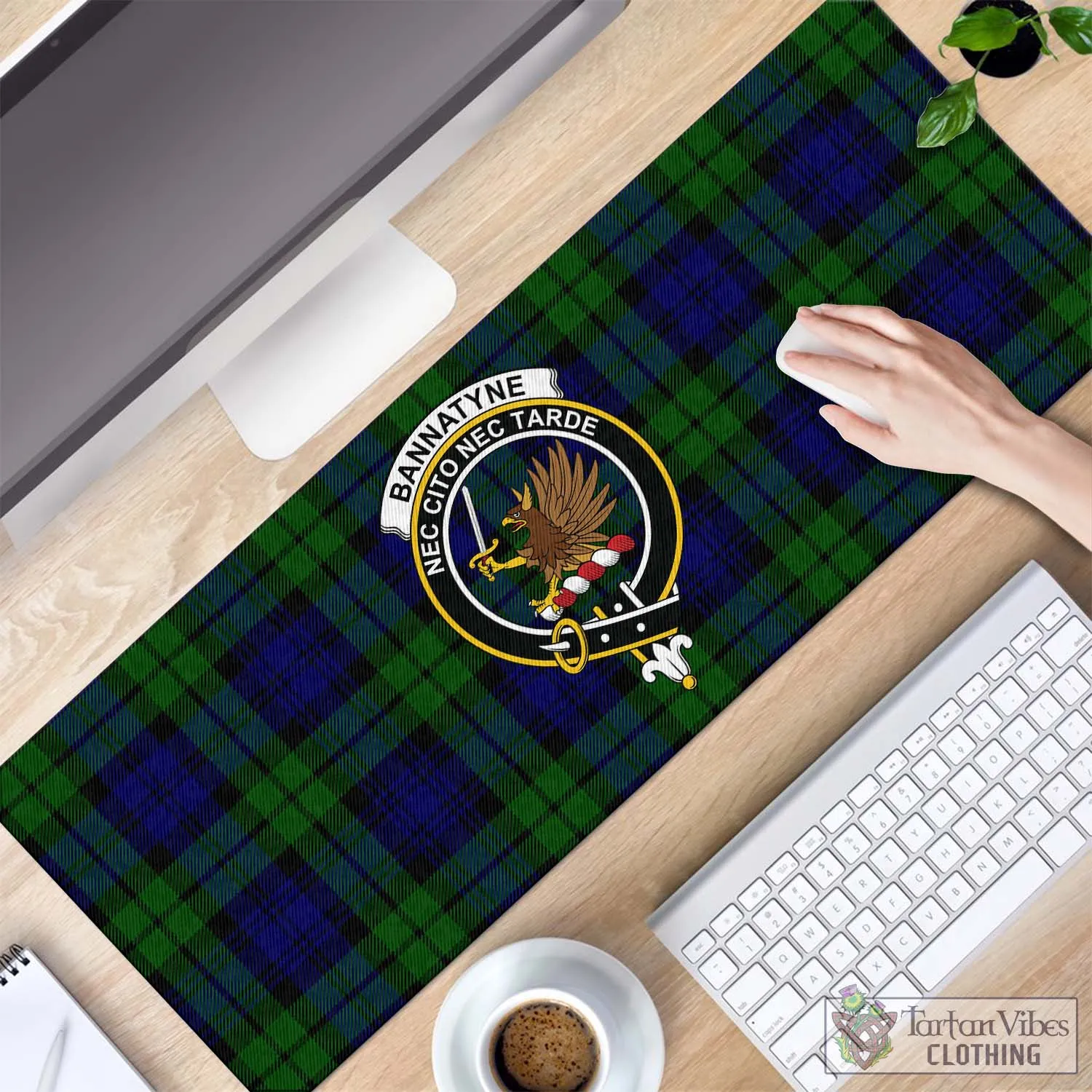 Bannatyne Tartan Mouse Pad with Family Crest