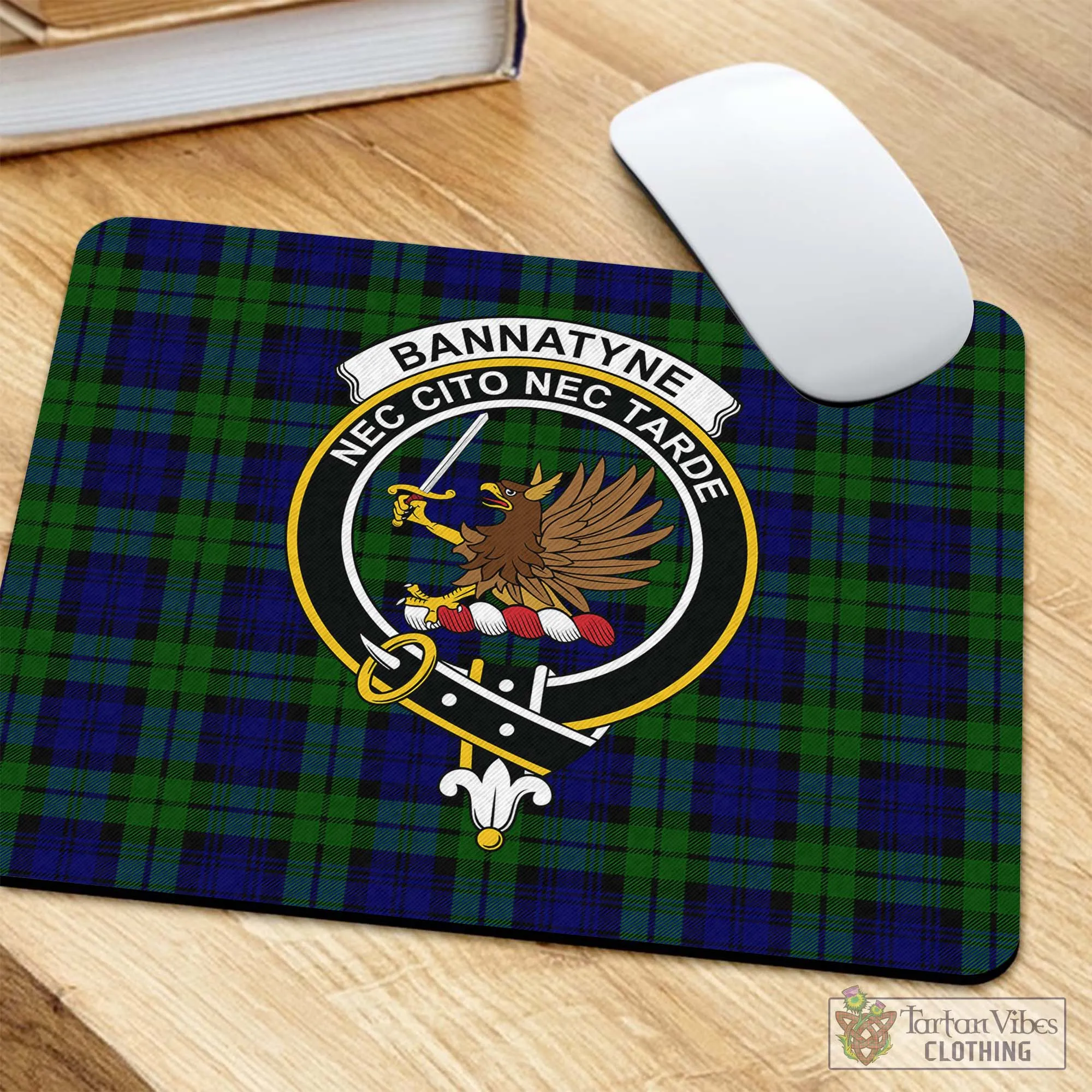 Bannatyne Tartan Mouse Pad with Family Crest