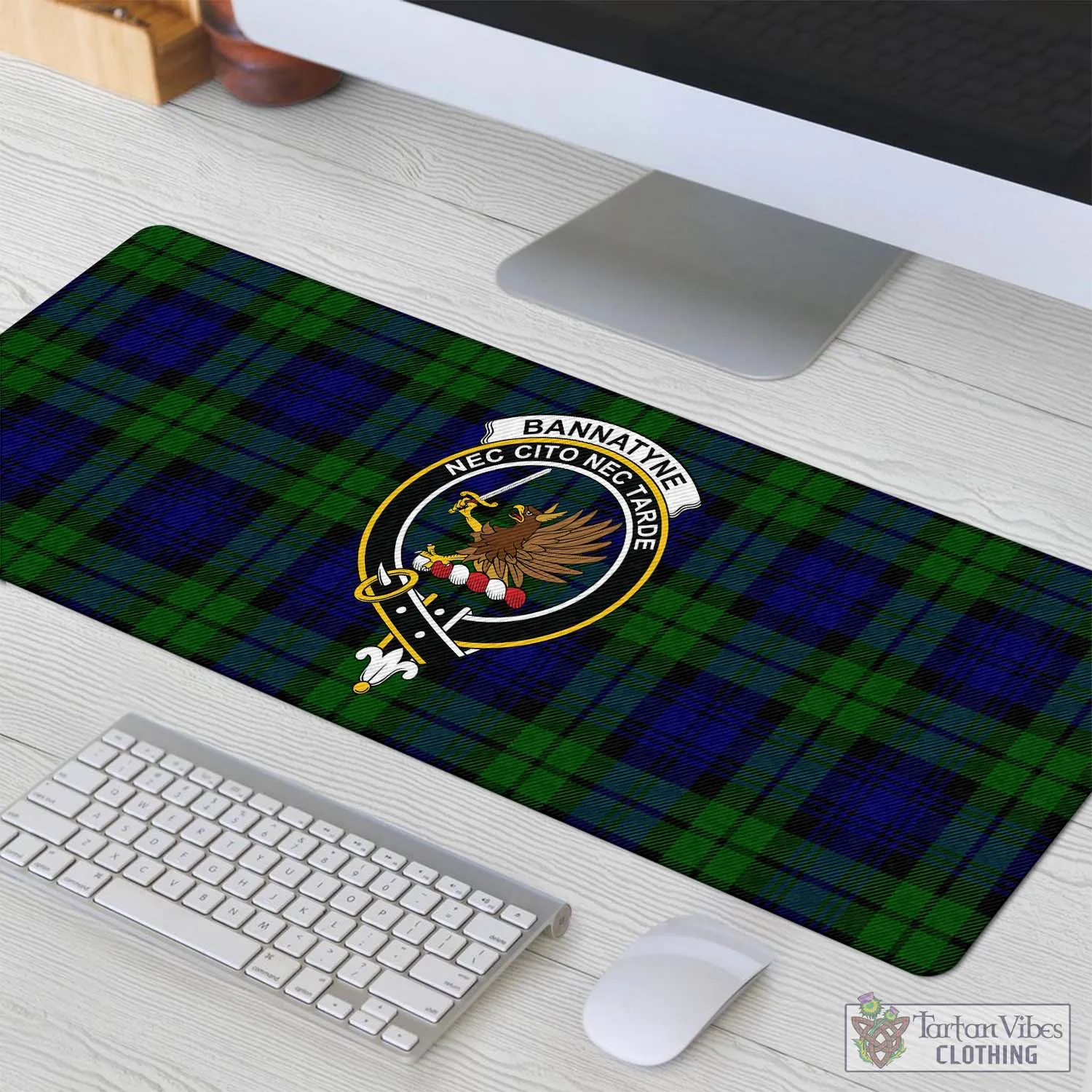 Bannatyne Tartan Mouse Pad with Family Crest