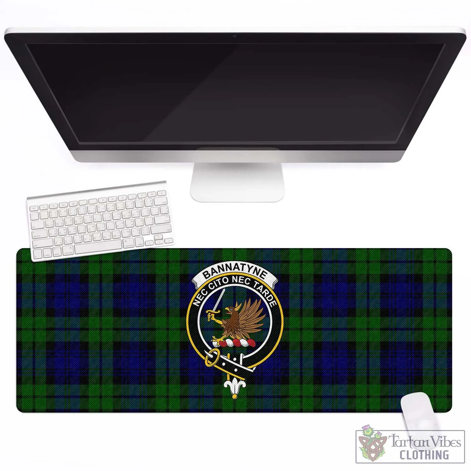 Bannatyne Tartan Mouse Pad with Family Crest