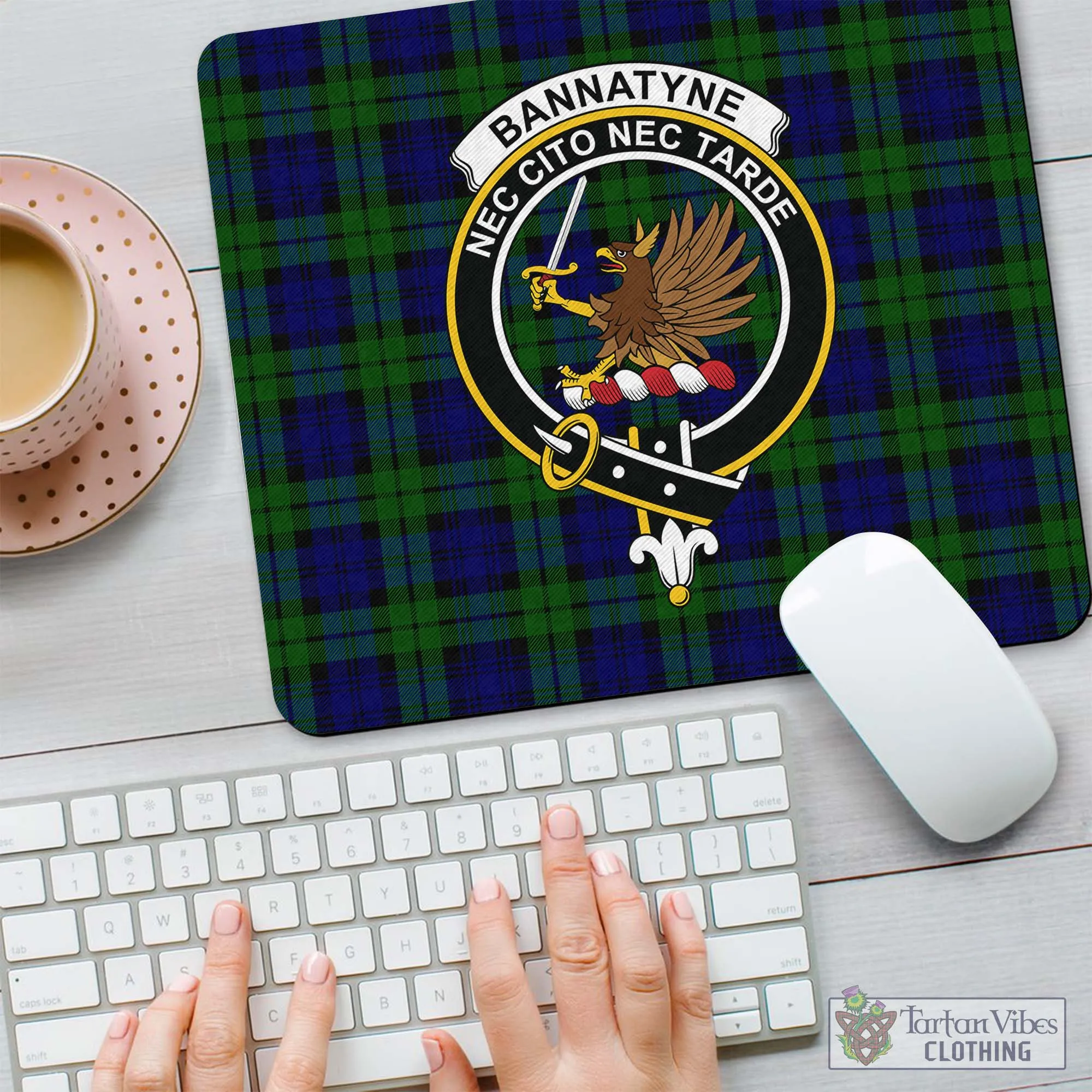 Bannatyne Tartan Mouse Pad with Family Crest