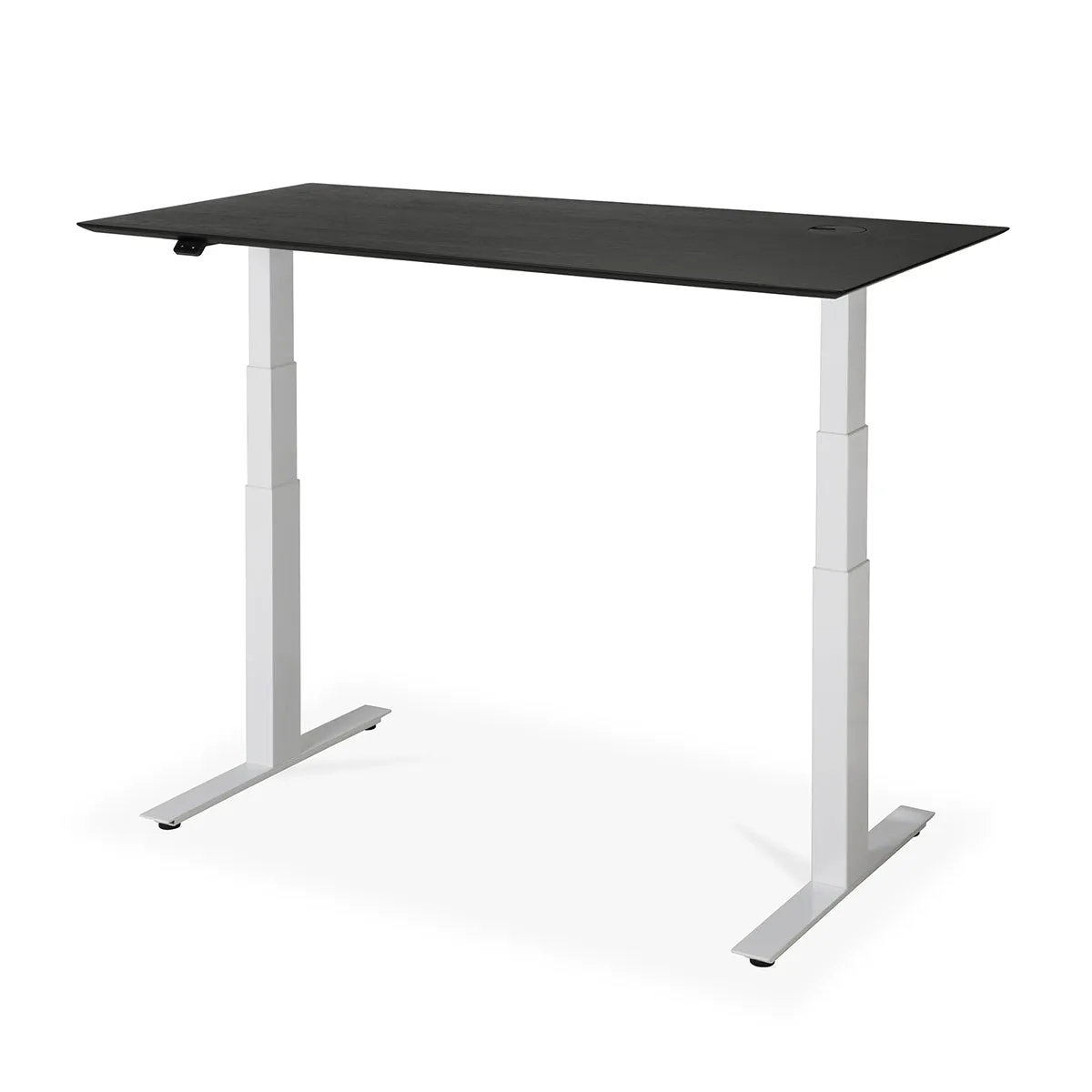 Bok Rectangle Adjustable Desk with Cable management EU (Oak Black, White, 140cm)