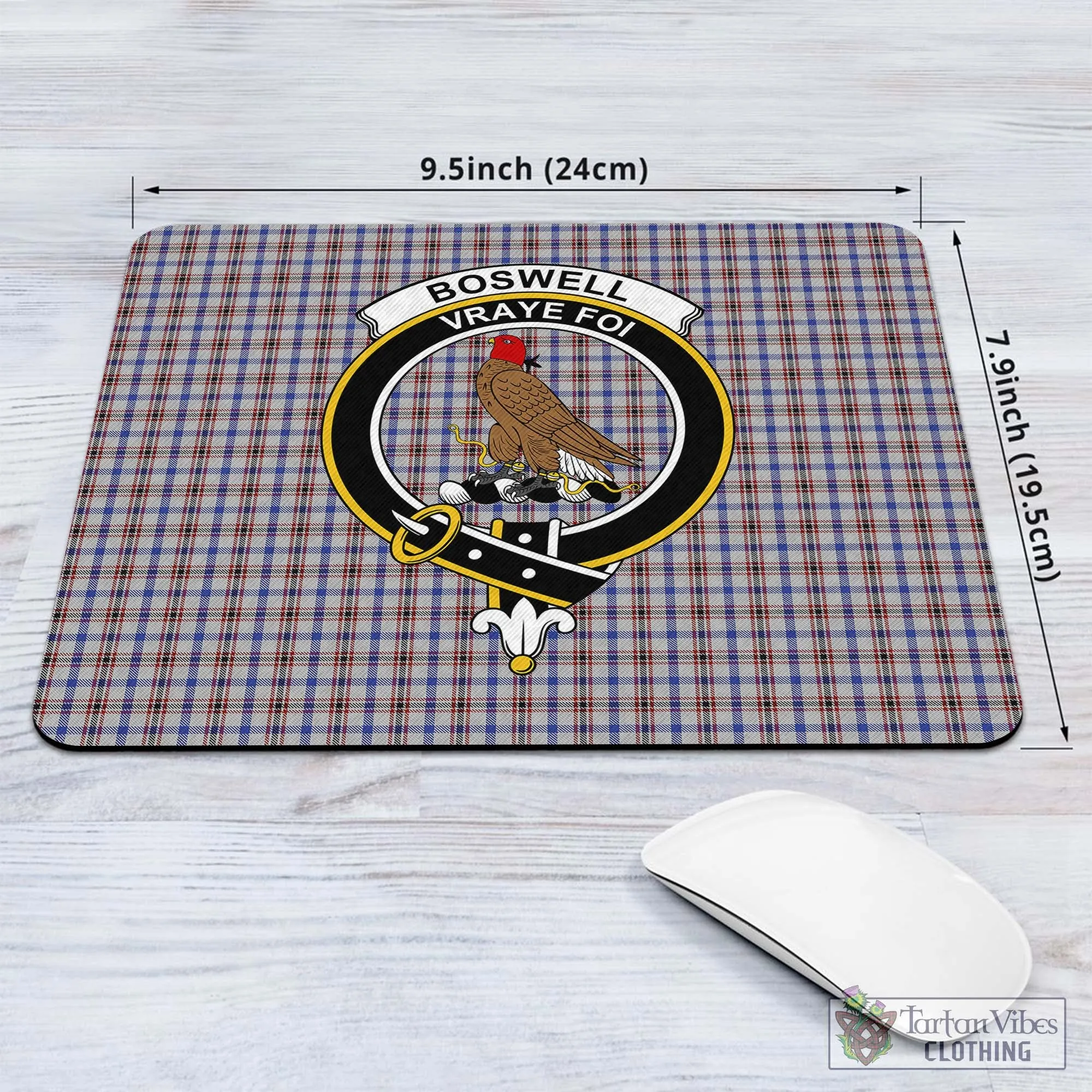 Boswell Tartan Mouse Pad with Family Crest