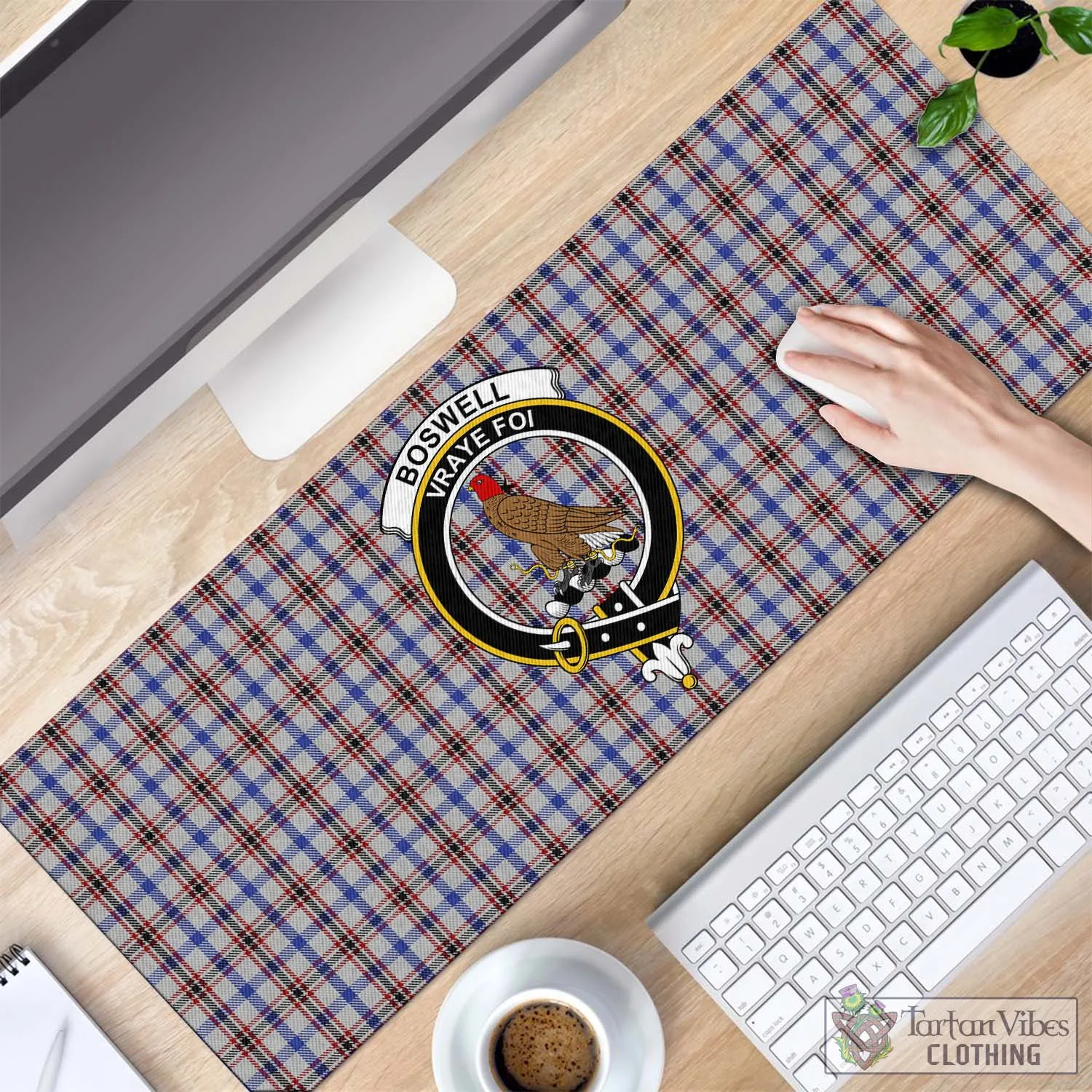 Boswell Tartan Mouse Pad with Family Crest