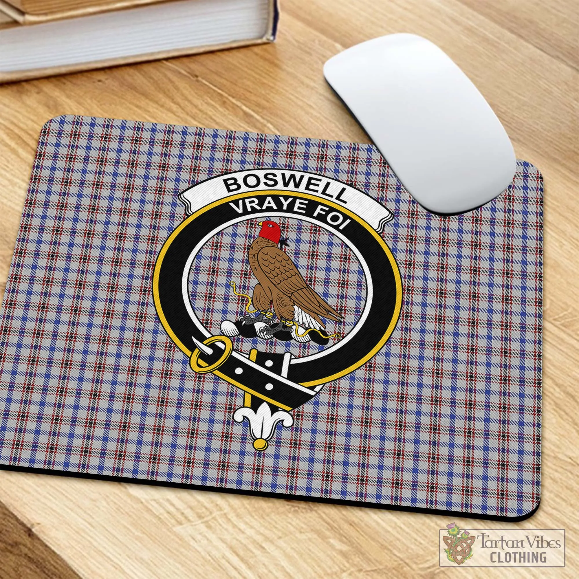 Boswell Tartan Mouse Pad with Family Crest