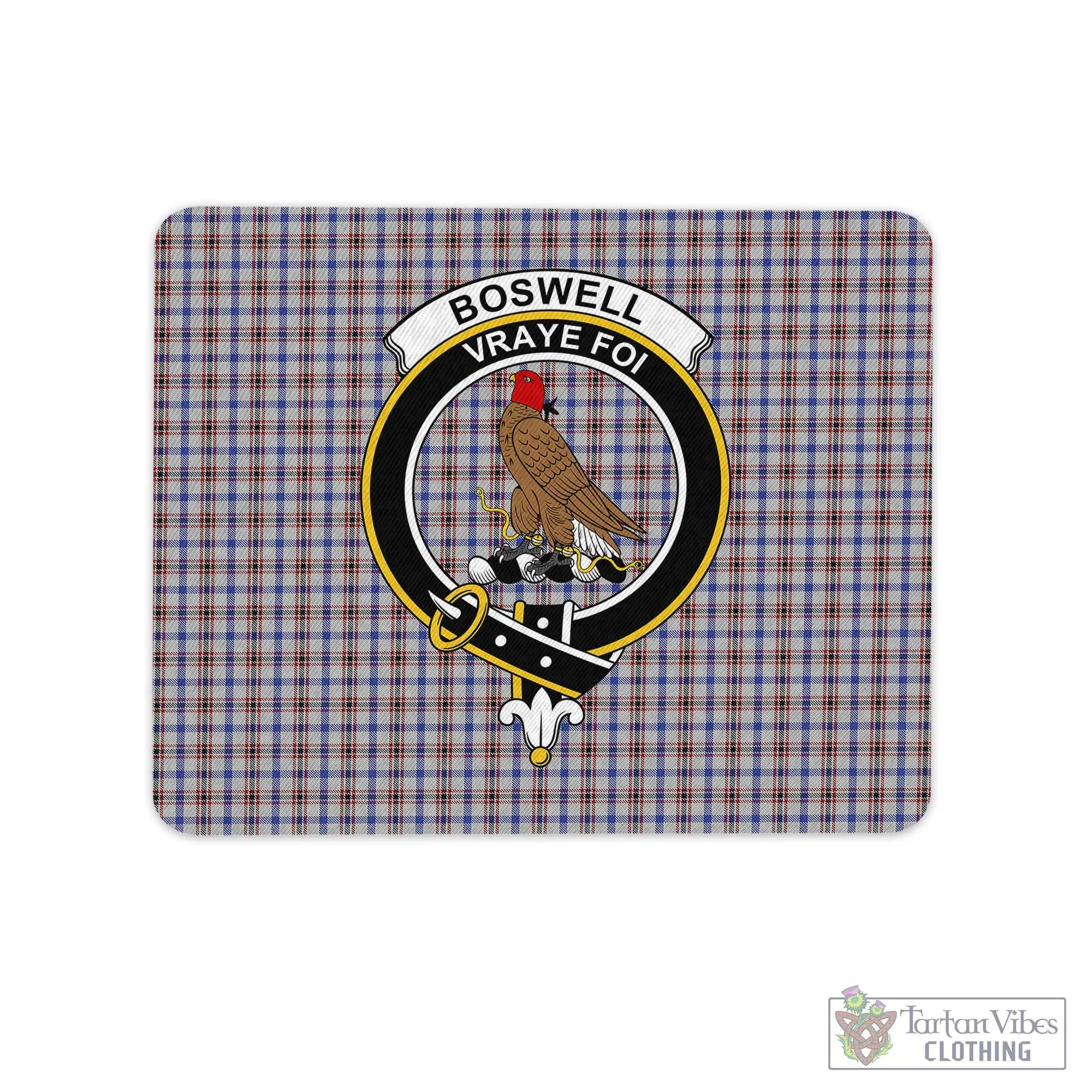 Boswell Tartan Mouse Pad with Family Crest