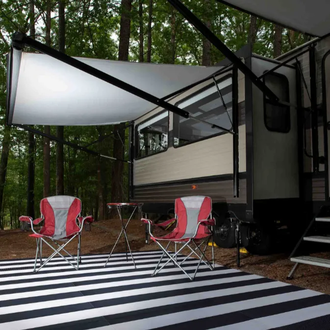 Brittany Black & White Stripes Foldable Waterproof Large Camping Mat - 270x360 CM