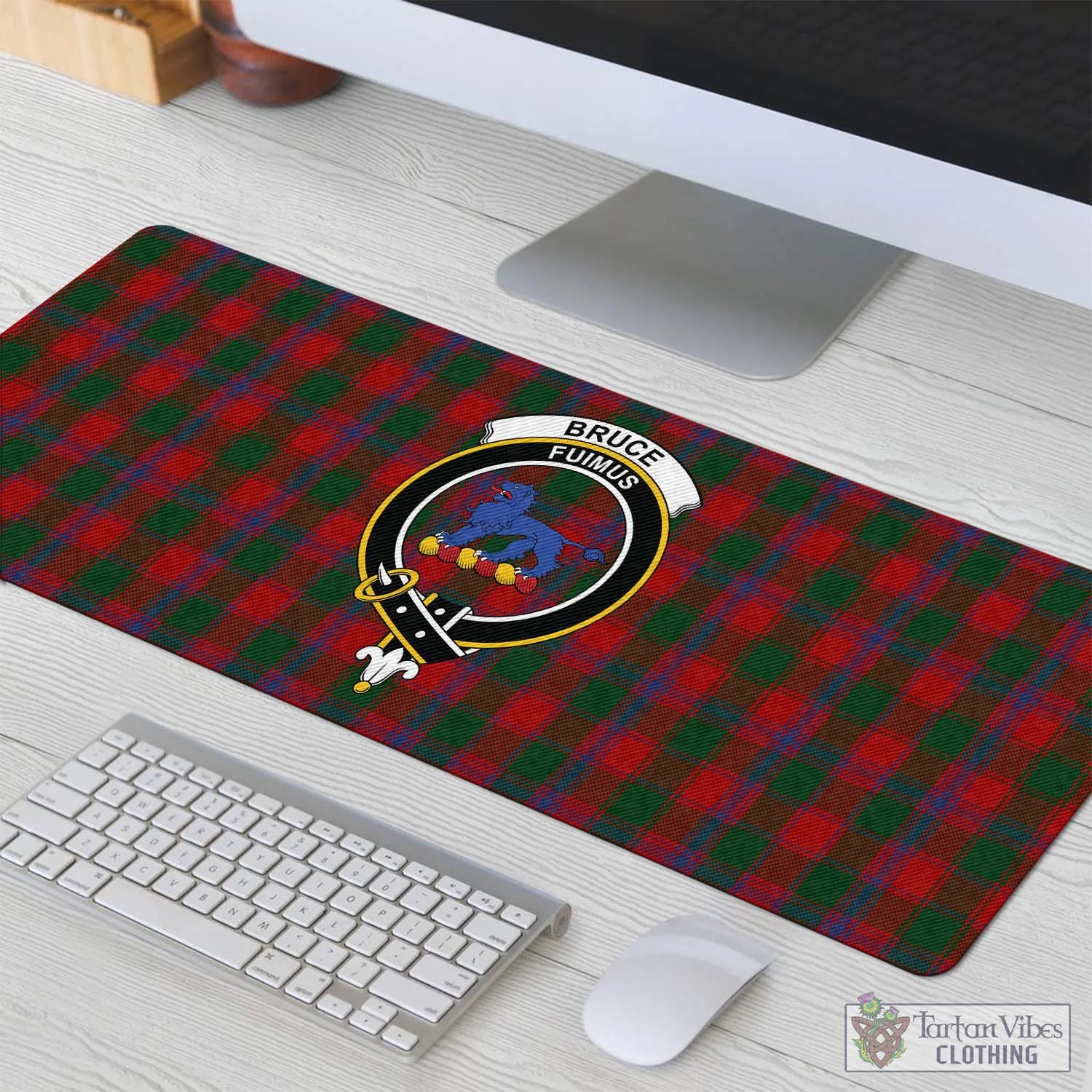 Bruce Old Tartan Mouse Pad with Family Crest