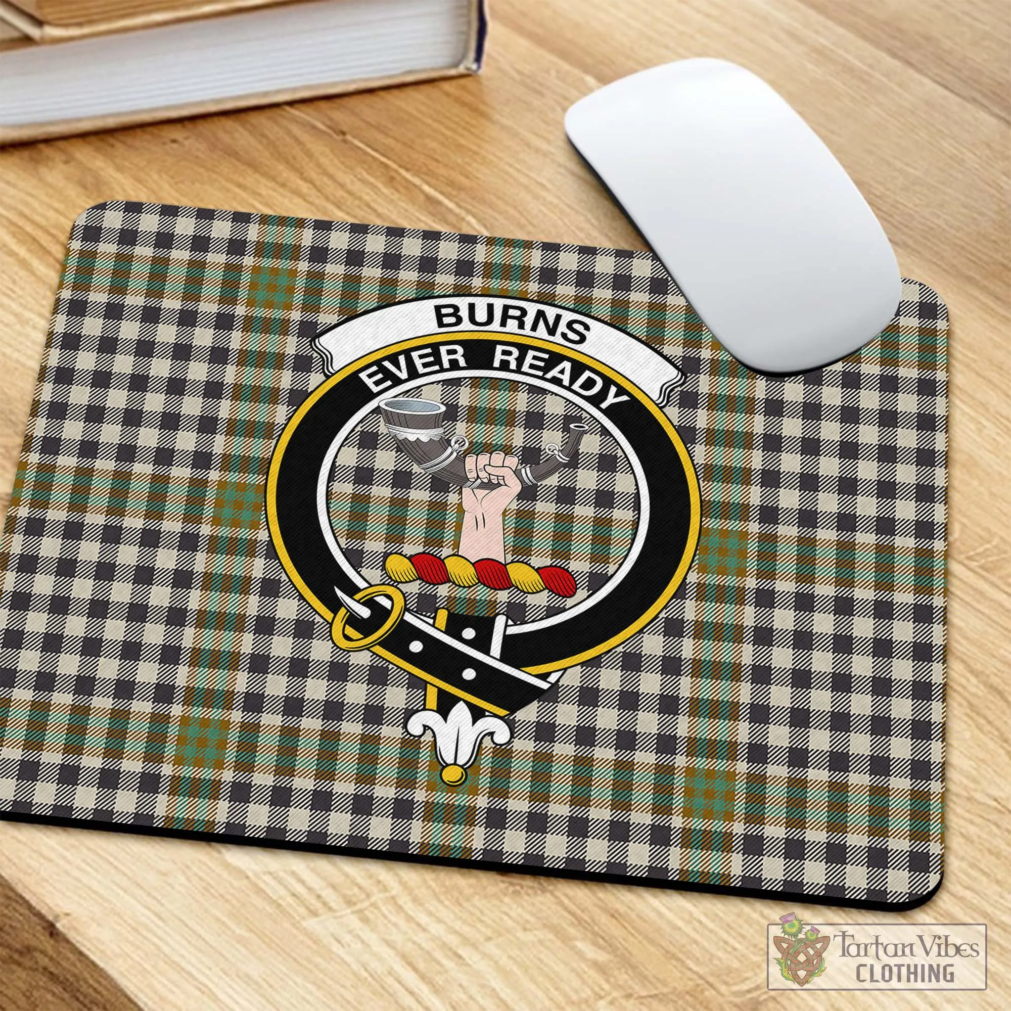 Burns Check Tartan Mouse Pad with Family Crest