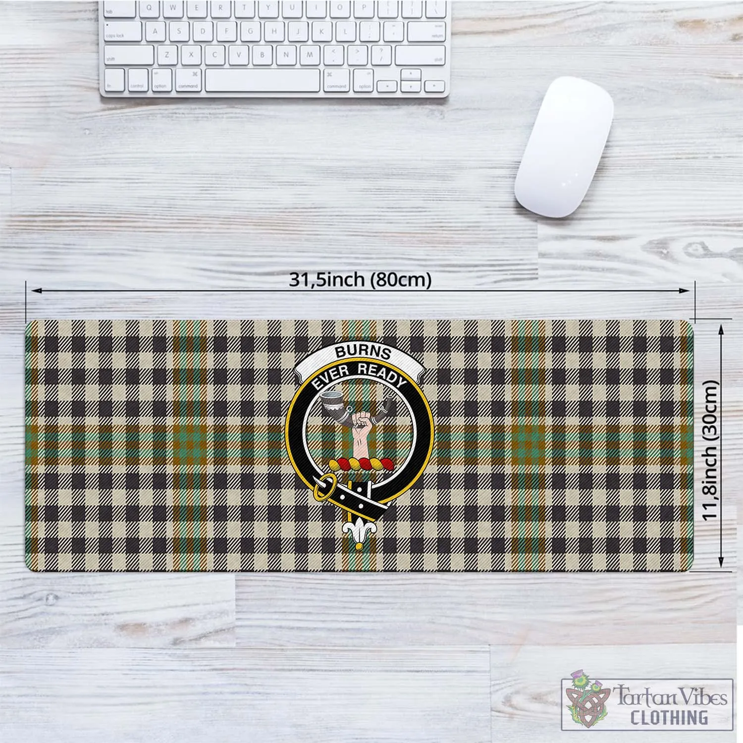 Burns Check Tartan Mouse Pad with Family Crest