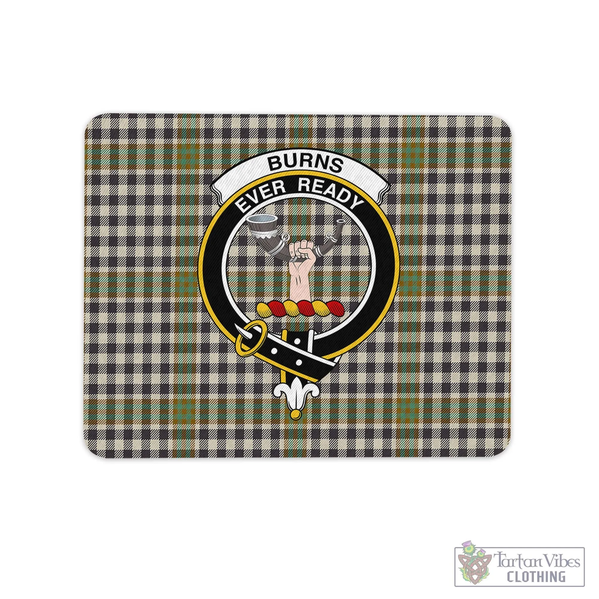 Burns Check Tartan Mouse Pad with Family Crest